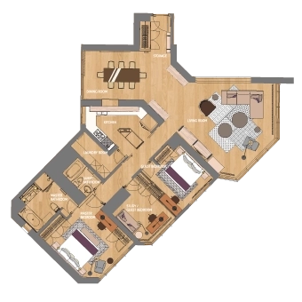 Standard 3-bdr Unit Kerry Residence Beijing(14)